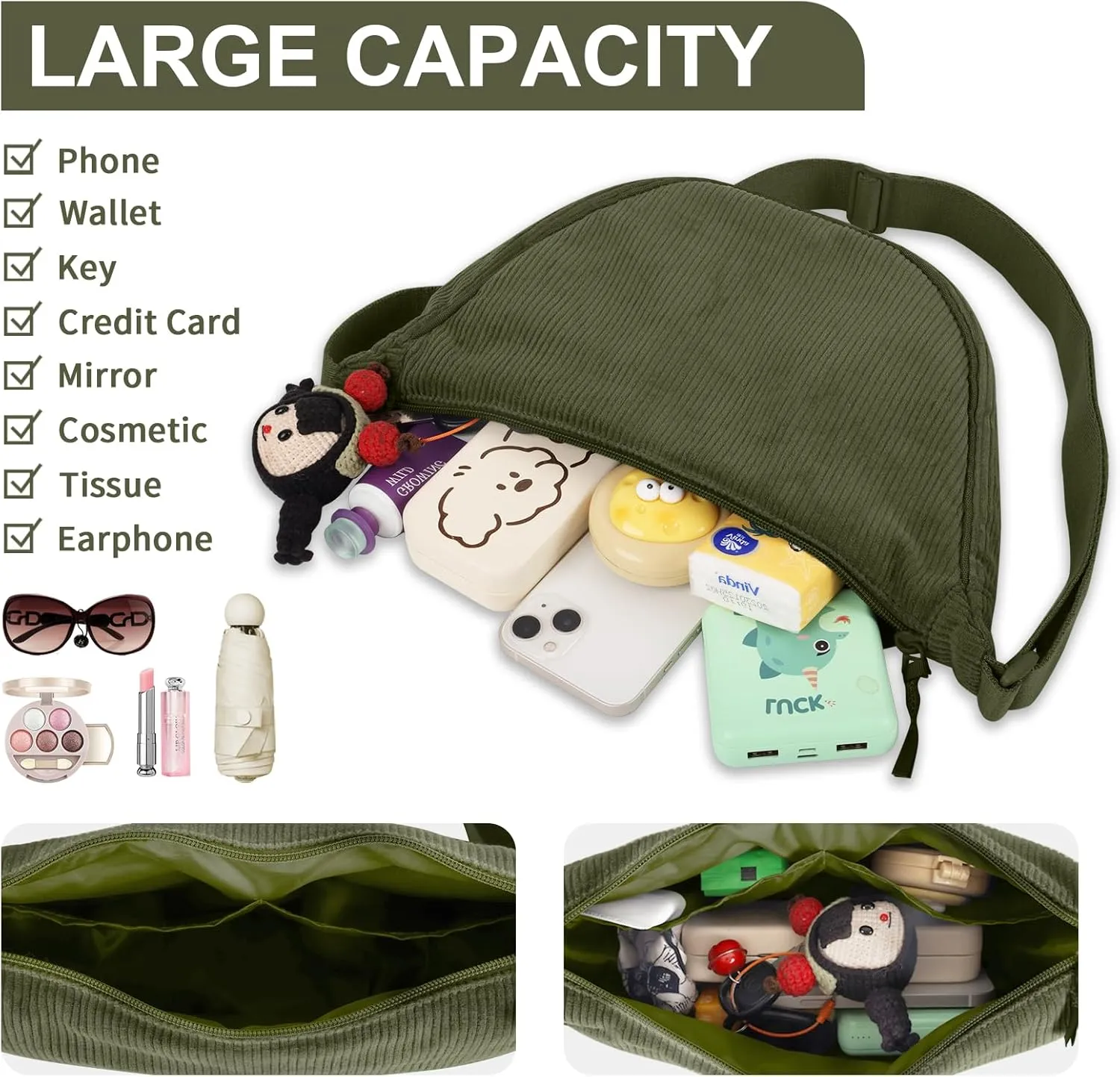 Nylon Crescent Crossbody Bag for Women Purses Trendy Men,Small Travel Sling Bag Hobo