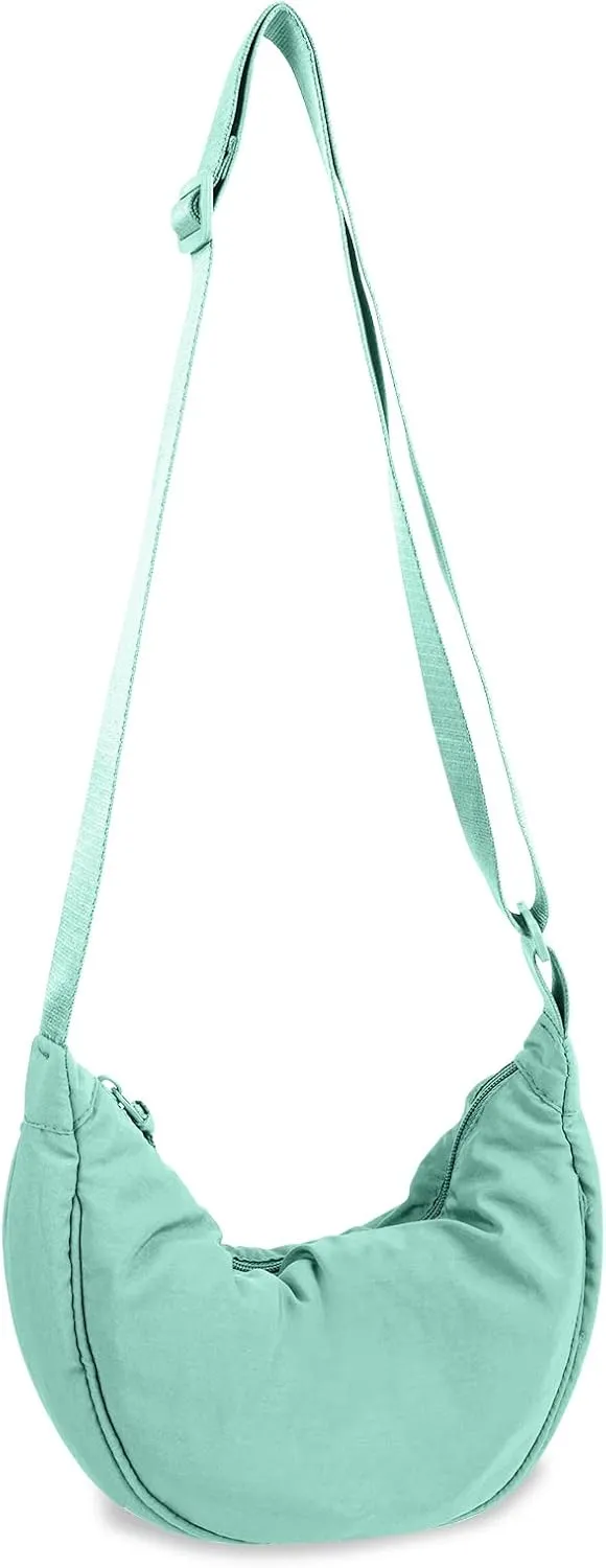 Nylon Crescent Crossbody Bag for Women Purses Trendy Men,Small Travel Sling Bag Hobo