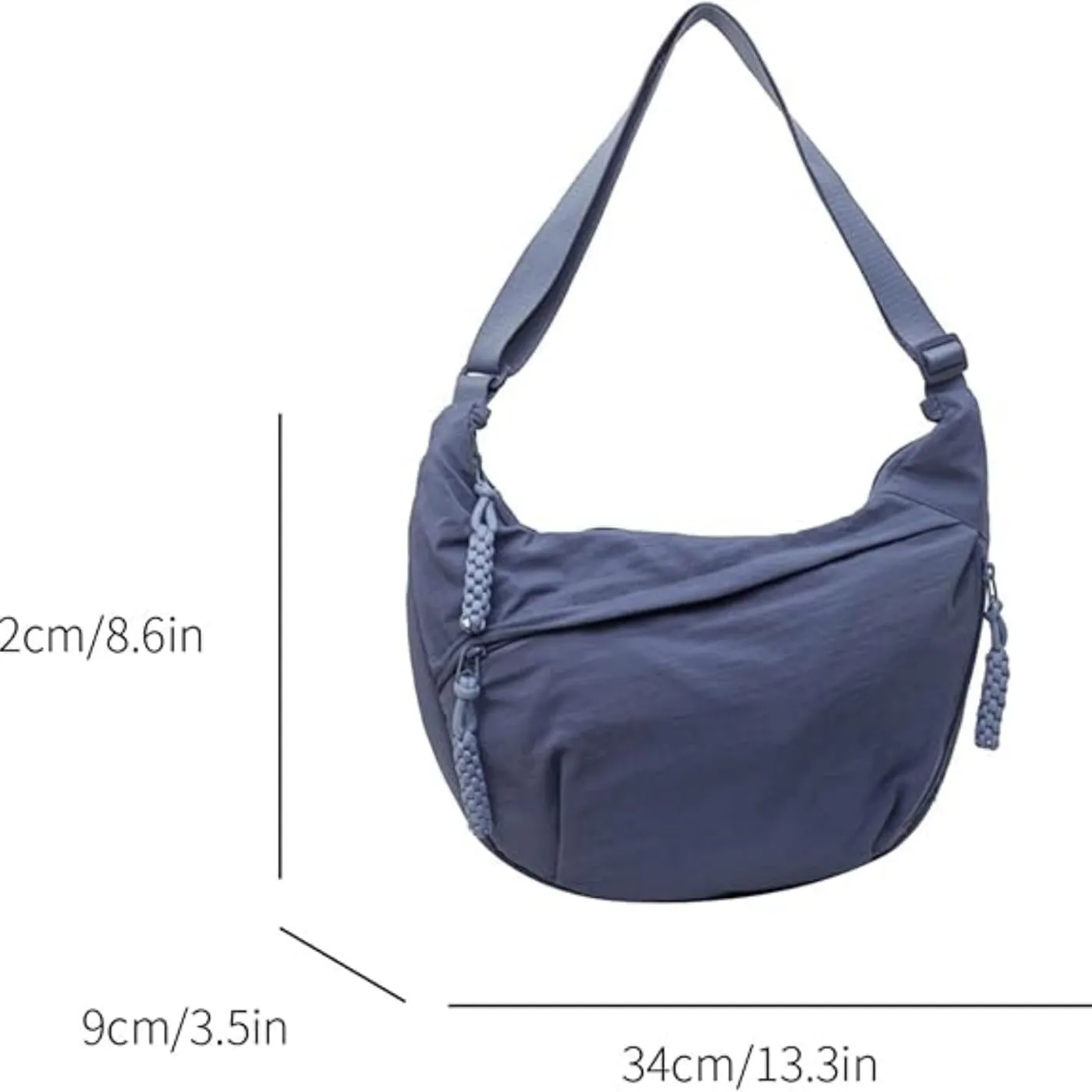 Nylon Crescent Crossbody Bag for Womens,Retro Canvas Bag,Trendy Casual Sling Bag Lightweight with Adjustable Strap