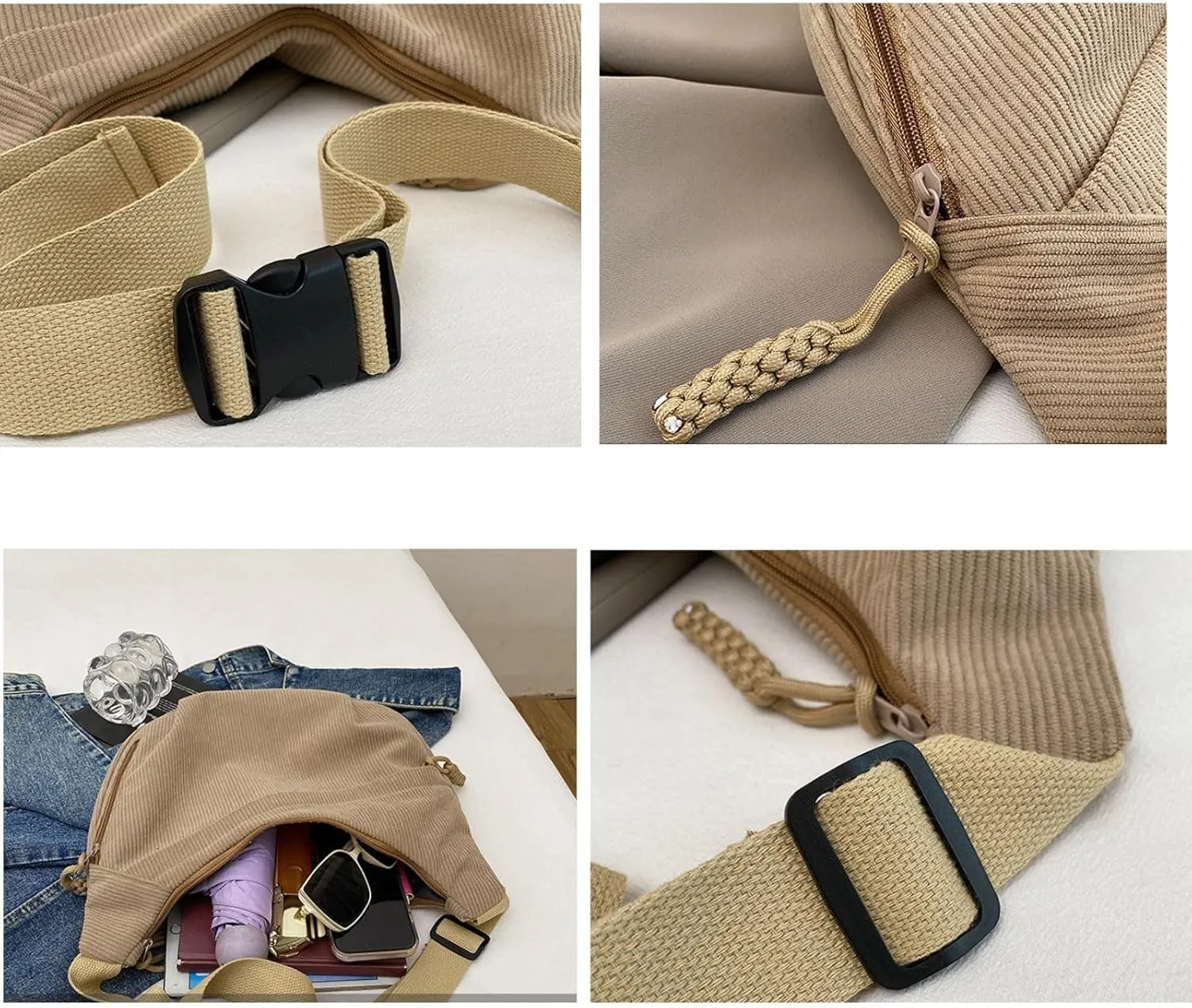 Nylon Hobo Crescent Crossbody Bag for Women,Dumpling Bag Moon Shoulder Bag