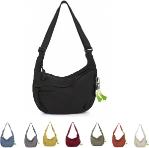 Nylon Hobo Crescent Crossbody Bag for Women,Dumpling Bag Moon Shoulder Bag