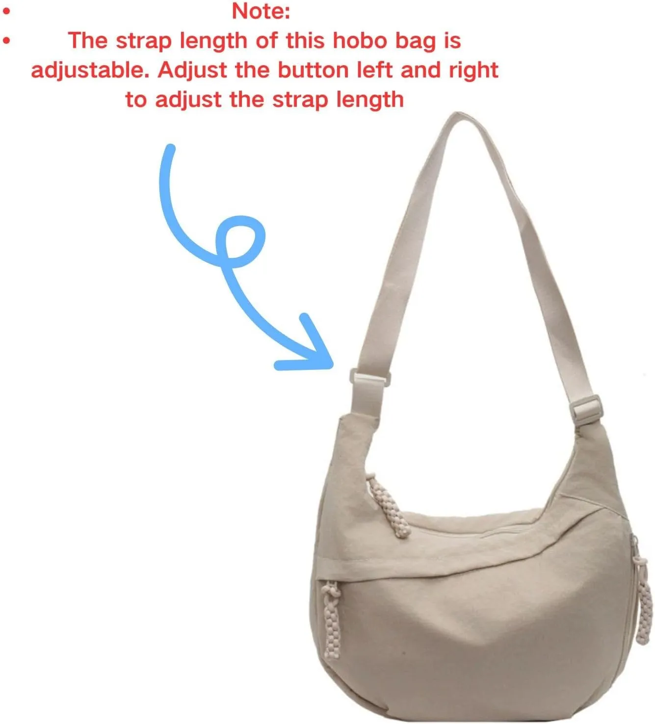 Nylon Hobo Crescent Crossbody Bag for Women,Dumpling Bag Moon Shoulder Bag