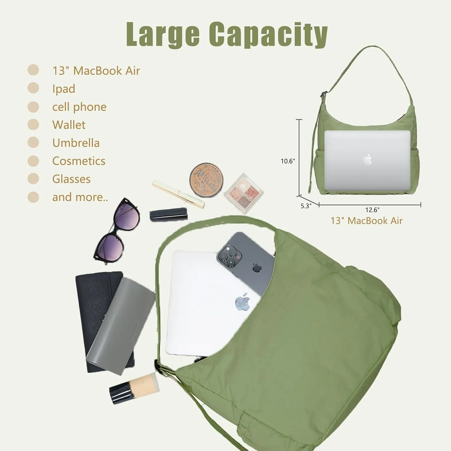 Nylon Hobo Crossbody Bags Lightweight Shoulder Bag Casual Work Travel Handbags 2025 Trendy with Adjustable Quilted Strap