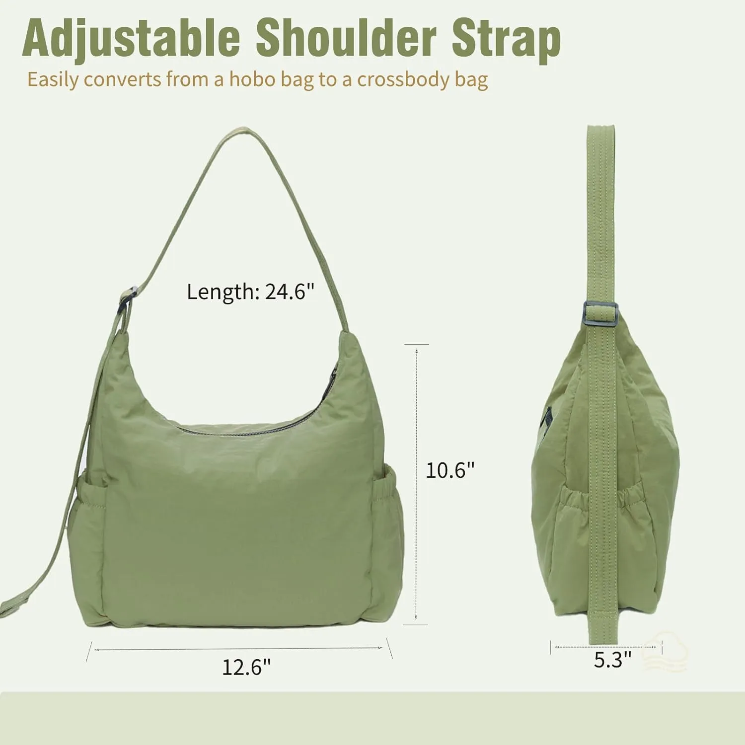 Nylon Hobo Crossbody Bags Lightweight Shoulder Bag Casual Work Travel Handbags 2025 Trendy with Adjustable Quilted Strap