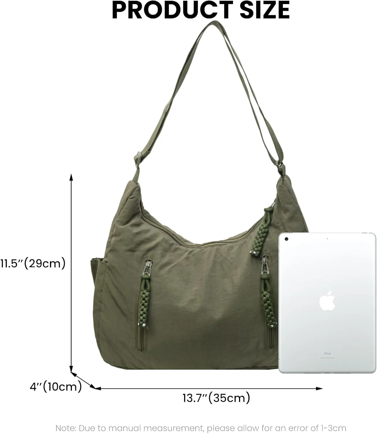 Nylon Tote Bag for Women - Big Crossbody Handbag, Adjustable Shoulder Straps for Travel, Gym Sling Bag