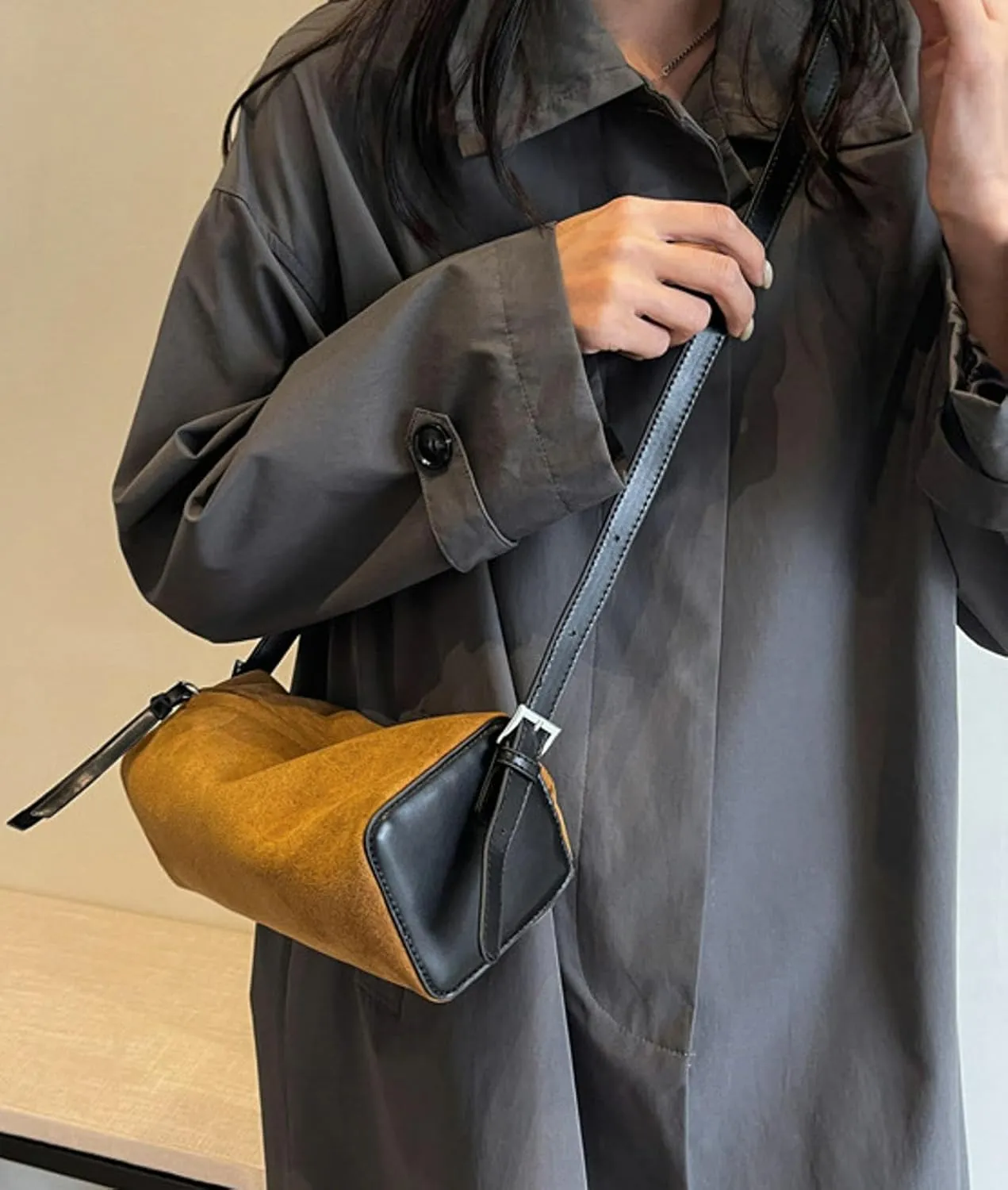 Obosoyo Trendy Brown Suede Bag Women 2024 Handbag Small Fall Boston Bag Adjustable Shoulder Bag Retro Colors Purses