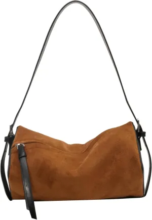 Obosoyo Trendy Brown Suede Bag Women 2024 Handbag Small Fall Boston Bag Adjustable Shoulder Bag Retro Colors Purses