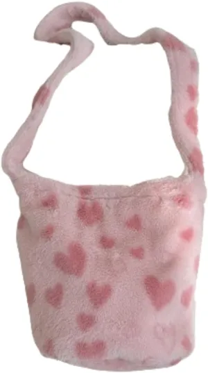 OCUH Heart Bag Y2K Fluffy Bag Fuzzy Tote Bag Shoulder Bag Bucket Bag Furry Purse Handbag Cute Faux Fur Bag