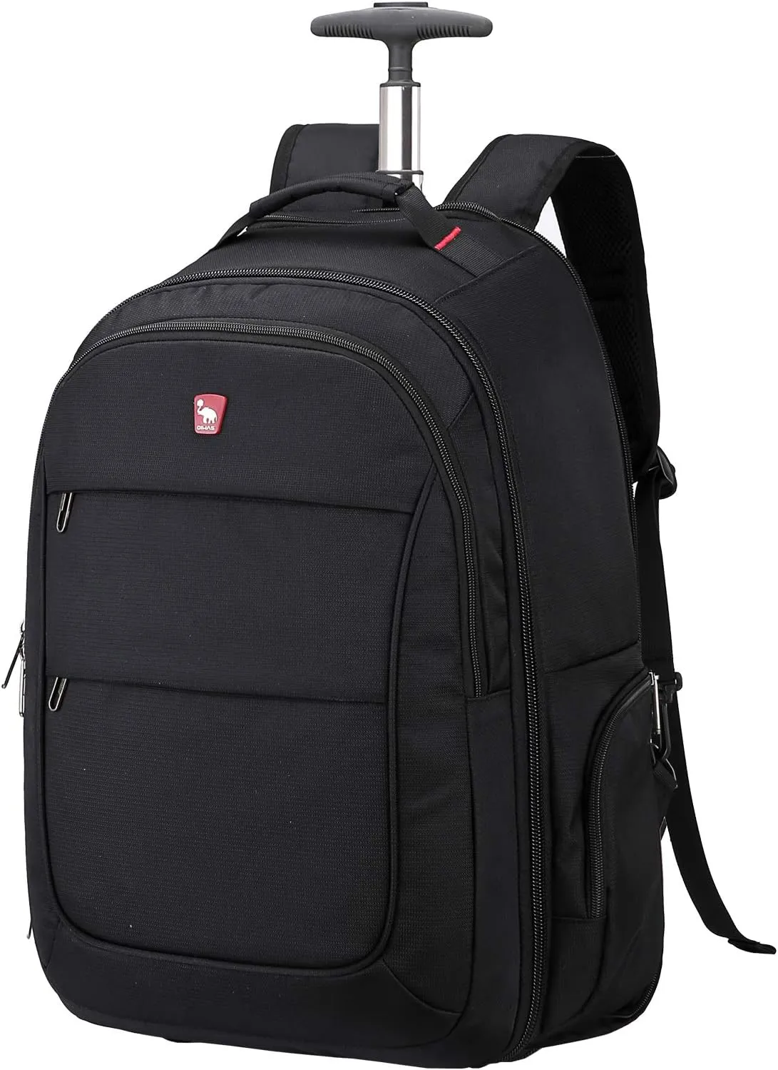 OIWAS 17.3 inch Rolling Backpack with Wheels, Laptop Wheeled Backpack with Wheels for Adults, Travel Carry on Luggage Business Roller Computer Bag Work Trolley Suitcase 36L Men Women Black