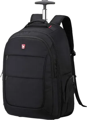 OIWAS 17.3 inch Rolling Backpack with Wheels, Laptop Wheeled Backpack with Wheels for Adults, Travel Carry on Luggage Business Roller Computer Bag Work Trolley Suitcase 36L Men Women Black