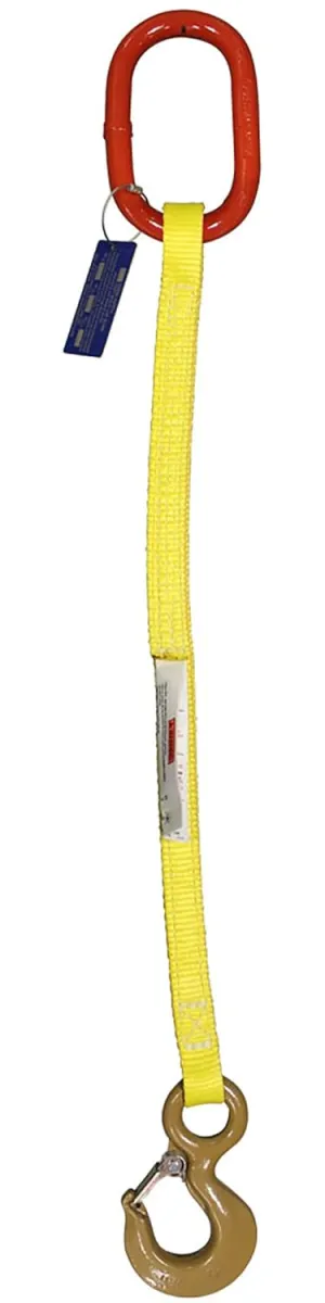 One Ply Single Leg 1" x 3' Oblong-to-Hook Nylon Bridle Sling | EE1-801 | 1/2" Master Link | 1,600 Lb. Vertical Capacity | Hanes Supply (HSI) Heavy Duty Rigging Equipment