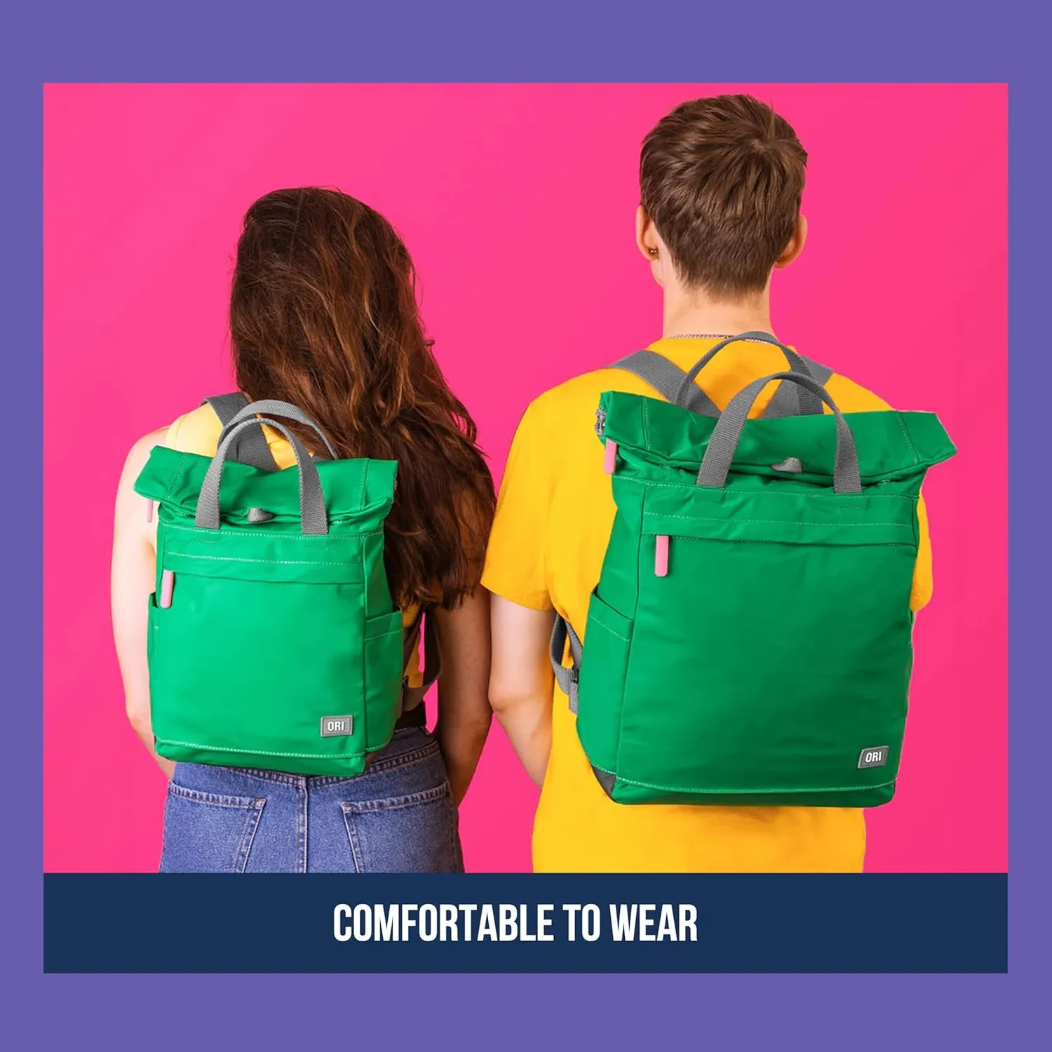 ORI LONDON Rolltop Backpack - Large Travel Backpack with Lots of Pockets for Men & Women - The Finchley, Burnt Blue
