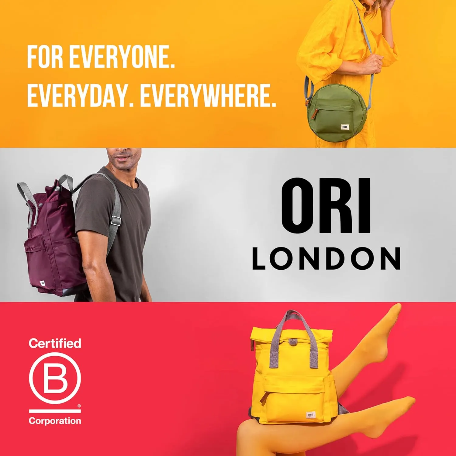 ORI LONDON Rolltop Backpack - Large Travel Backpack with Lots of Pockets for Men & Women - The Finchley, Burnt Blue