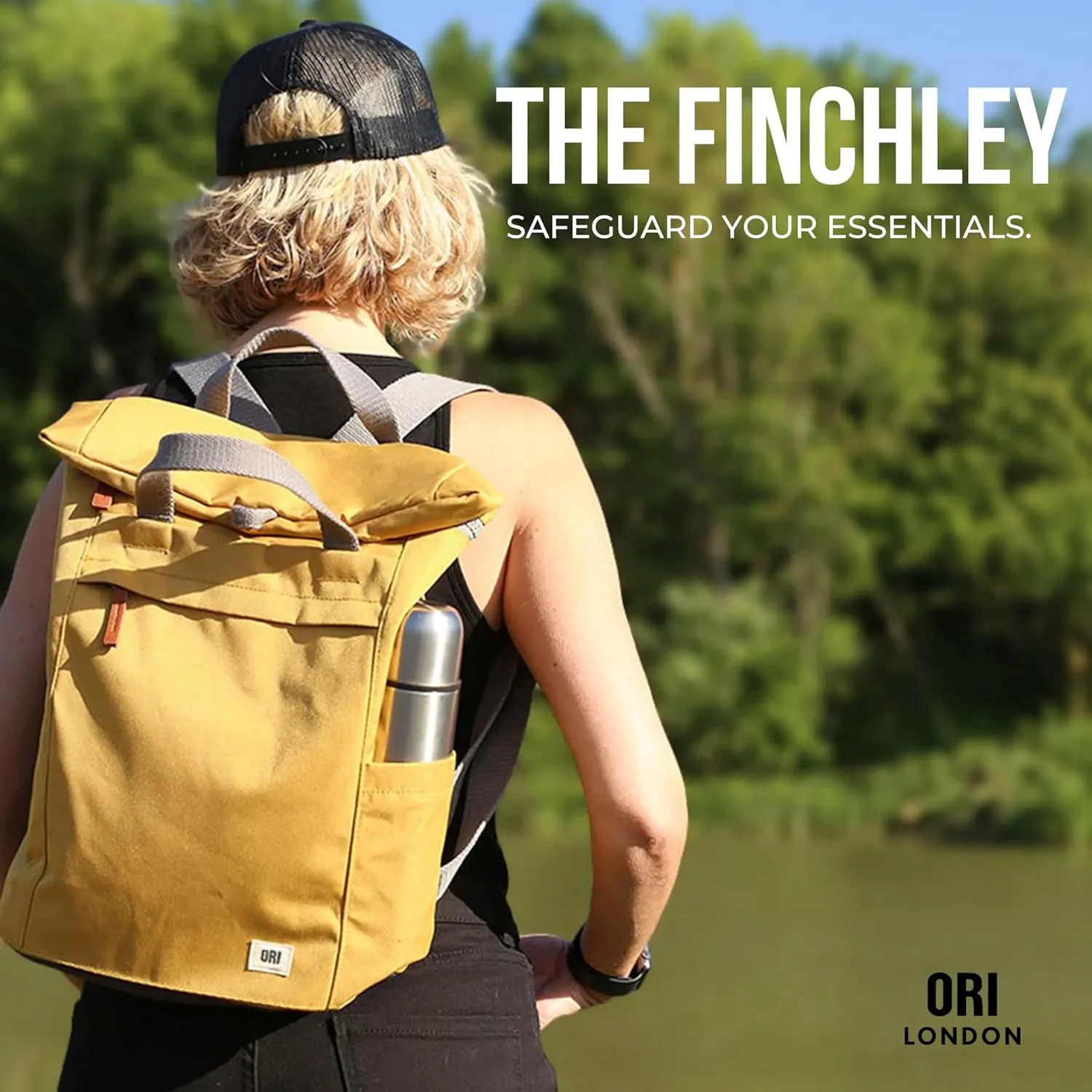 ORI LONDON Rolltop Backpack - Small Travel Backpack with Lots of Pockets for Men & Women - The Finchley, Carbon