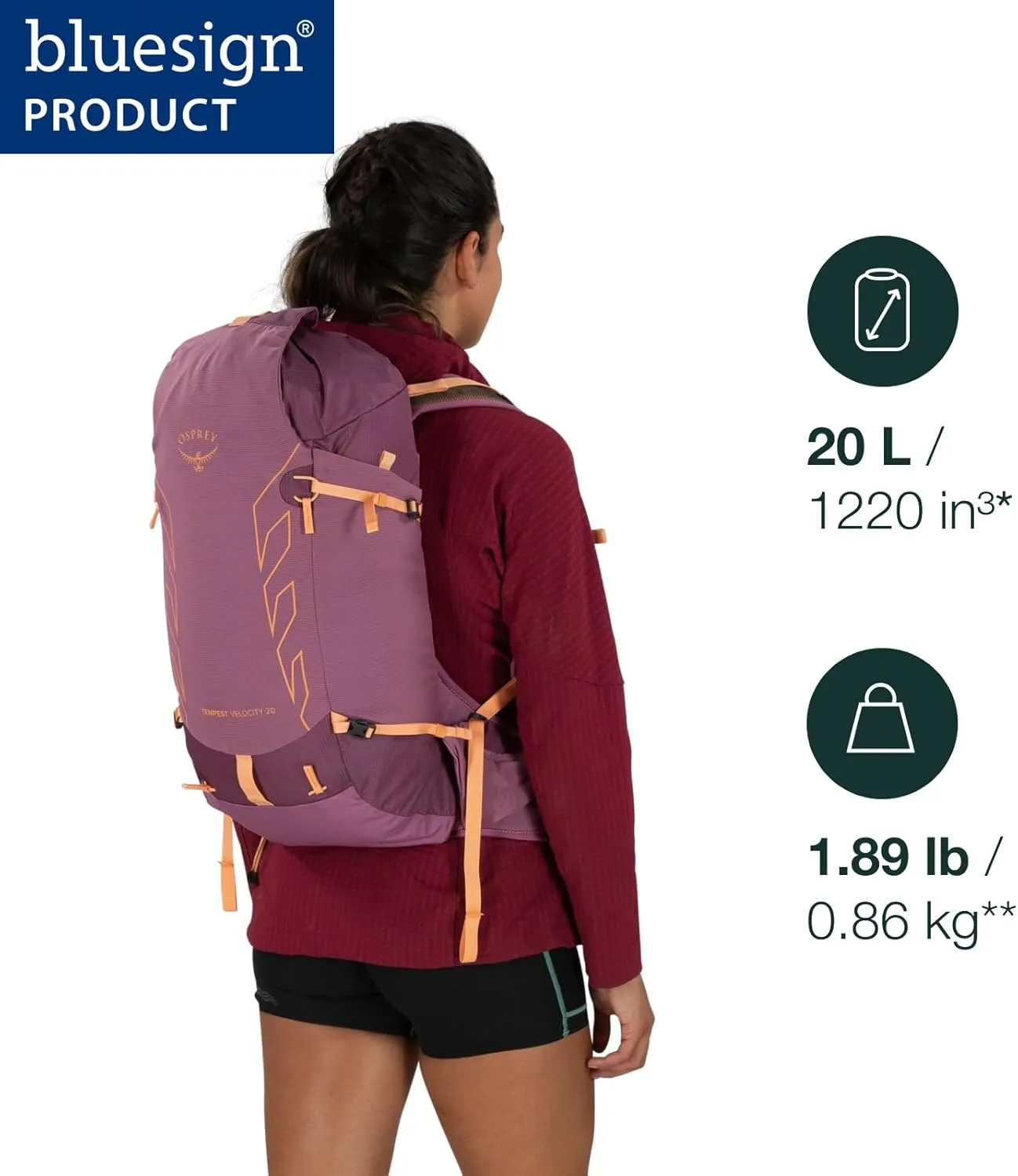 Osprey Tempest Velocity 20L Women's Hiking Backpack, Dark Charcoal/Chiru Tan, WXS/S