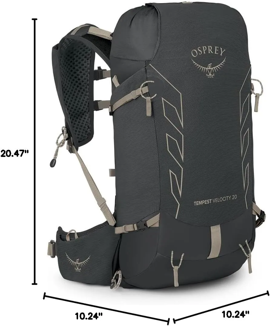 Osprey Tempest Velocity 20L Women's Hiking Backpack, Dark Charcoal/Chiru Tan, WXS/S