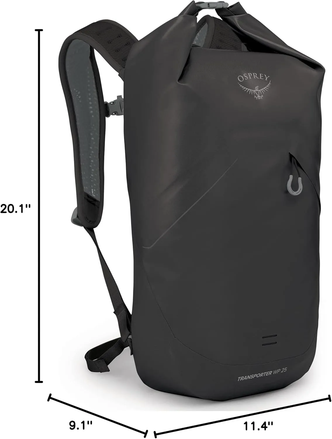 Osprey Transporter 25L Roll Top Waterproof Laptop Backpack, Black