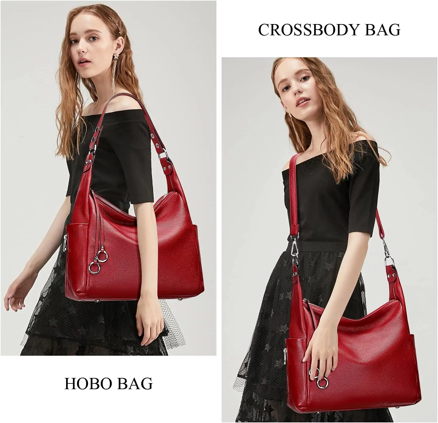 Over Earth Genuine Leather Hobo Purses and Handbags for Women Ladies Shoulder Crossbody Purse
