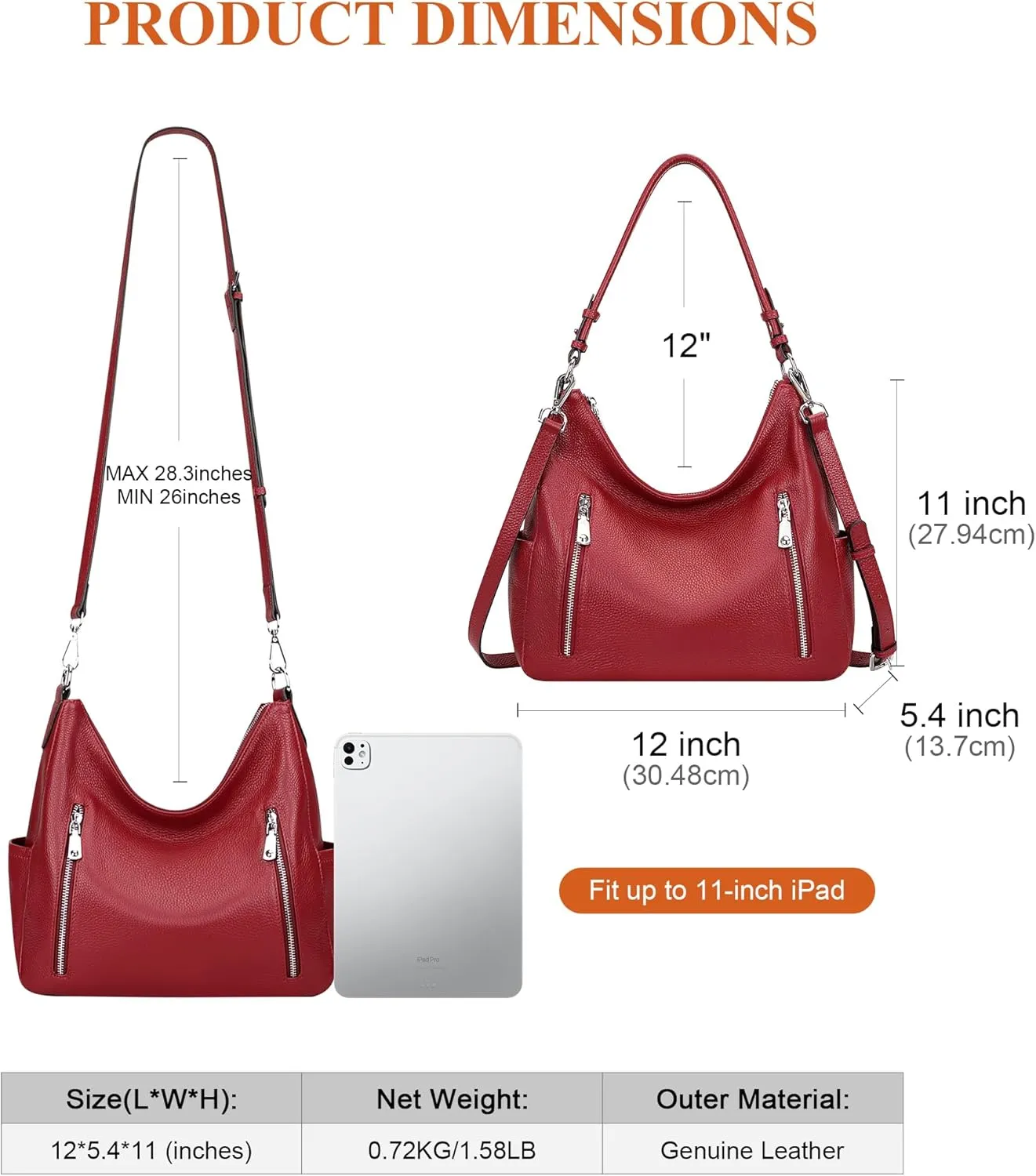 Over Earth Genuine Leather Purses and Handbags for Women Hobo Shoulder Bag Ladies Crossbody Bags Medium