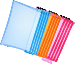 Pack Visible Zipper Pouches PVC Document Organizer Zipper Storage Bags for Stationery Papers Toiletries