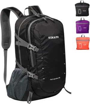 Packable Lightweight Backpack 40L, Ripstop Nylon Foldable Traveling Daypack, Collapsible Hiking Backpack For Outdoor(Black)