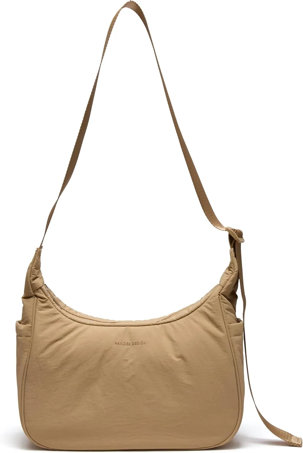 Pander Nylon Crescent Shoulder Bag, Medium Sling Crossbody with Adjustable Strap.