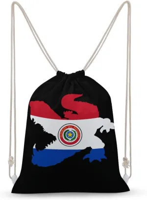Paraguay Flag Crocodile Alligator Unisex Backpack Casual Daypacks Canvas Bag for Camping Hiking Travel 35x50cm