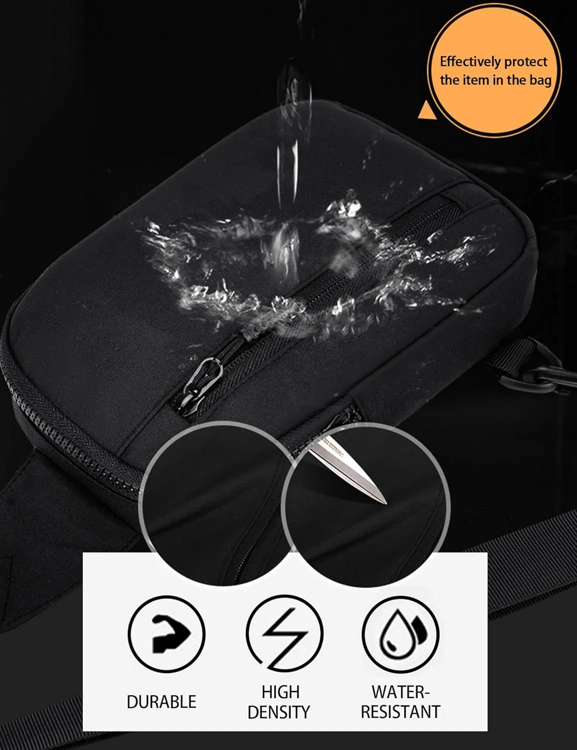 Peicees Mens Mini Sling Bag Chest Bag Shoulder Bag Women Crossbody Bag Phone Holder with Reversible Strap and Dual Pocket