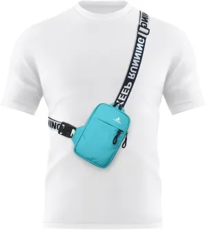 Peicees Mini Crossbody Sling Bag Chest Bag Dual Pocket Water Resistant Fanny Pack Running Phone Holder for Men Women Workout Travel, Lake Blue