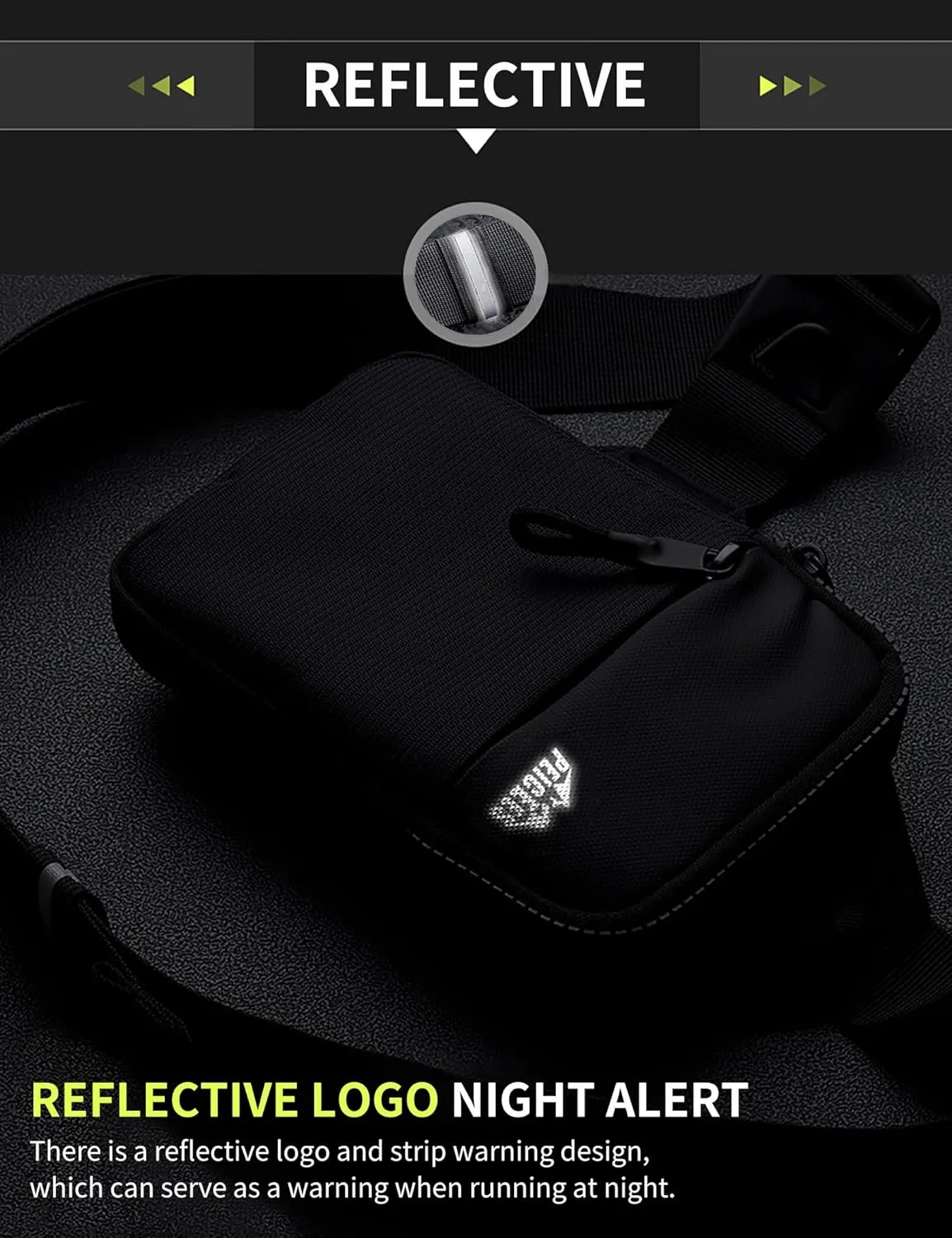 Peicees Mini Crossbody Sling Bag Dual Pocket Water Resistant Running Phone Holder Chest Shoulder Bag for Men Women Travel Gym