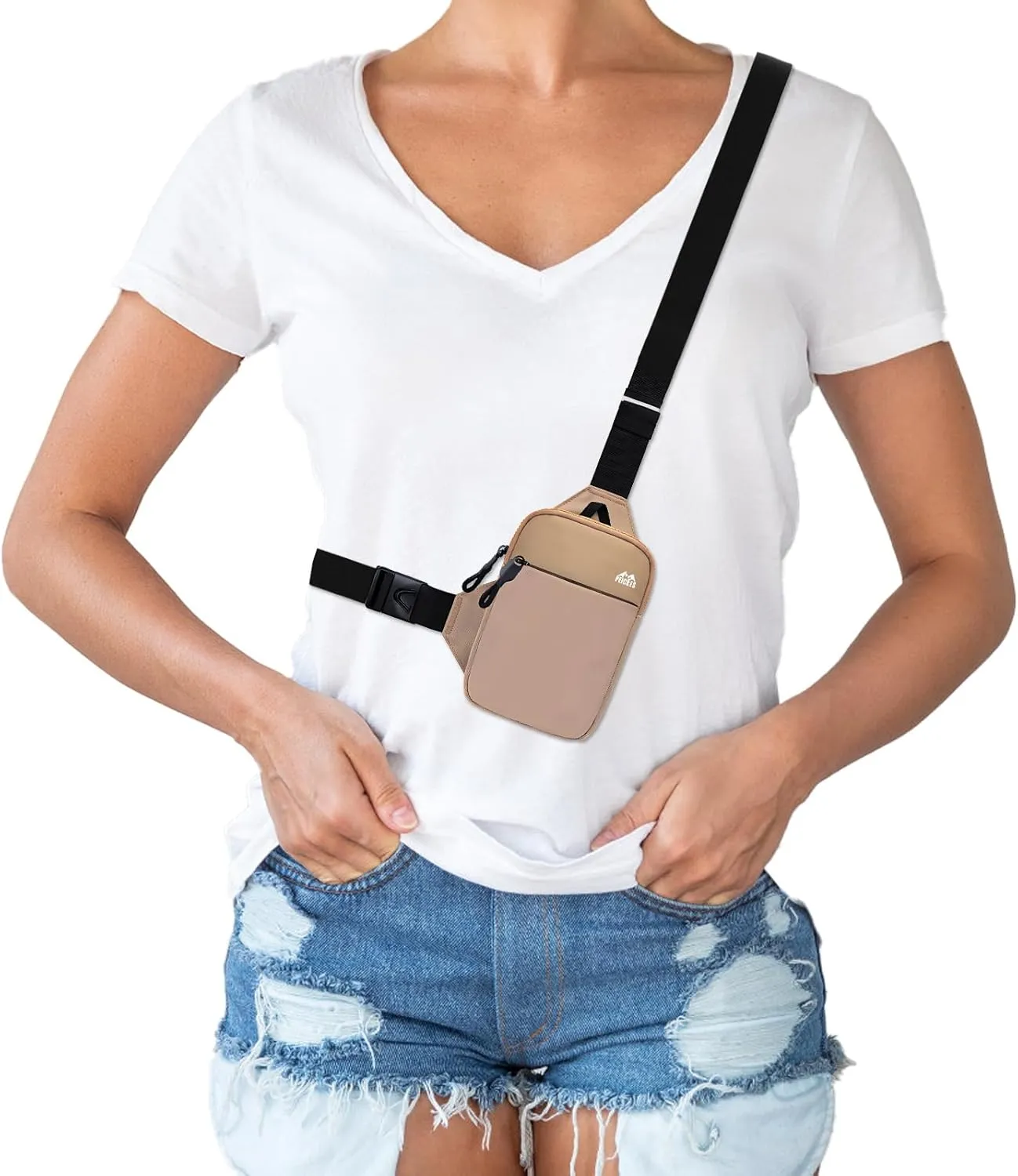 Peicees Mini Crossbody Sling Bag Dual Pocket Water Resistant Running Phone Holder Chest Shoulder Bag for Men Women Travel Gym