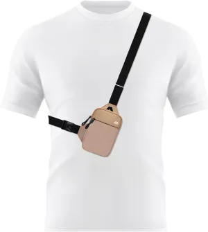 Peicees Mini Crossbody Sling Bag Dual Pocket Water Resistant Running Phone Holder Chest Shoulder Bag for Men Women Travel Gym