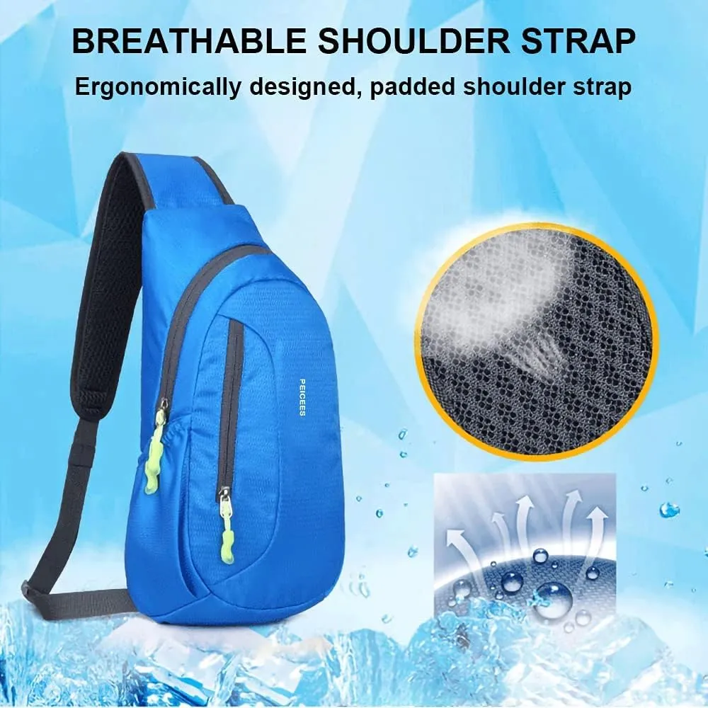 Peicees Small Sling Bag For Men Women Crossbody Man Purse Chest Bag Packable Backpack Waterproof Shoulder Bag Hiking Travel