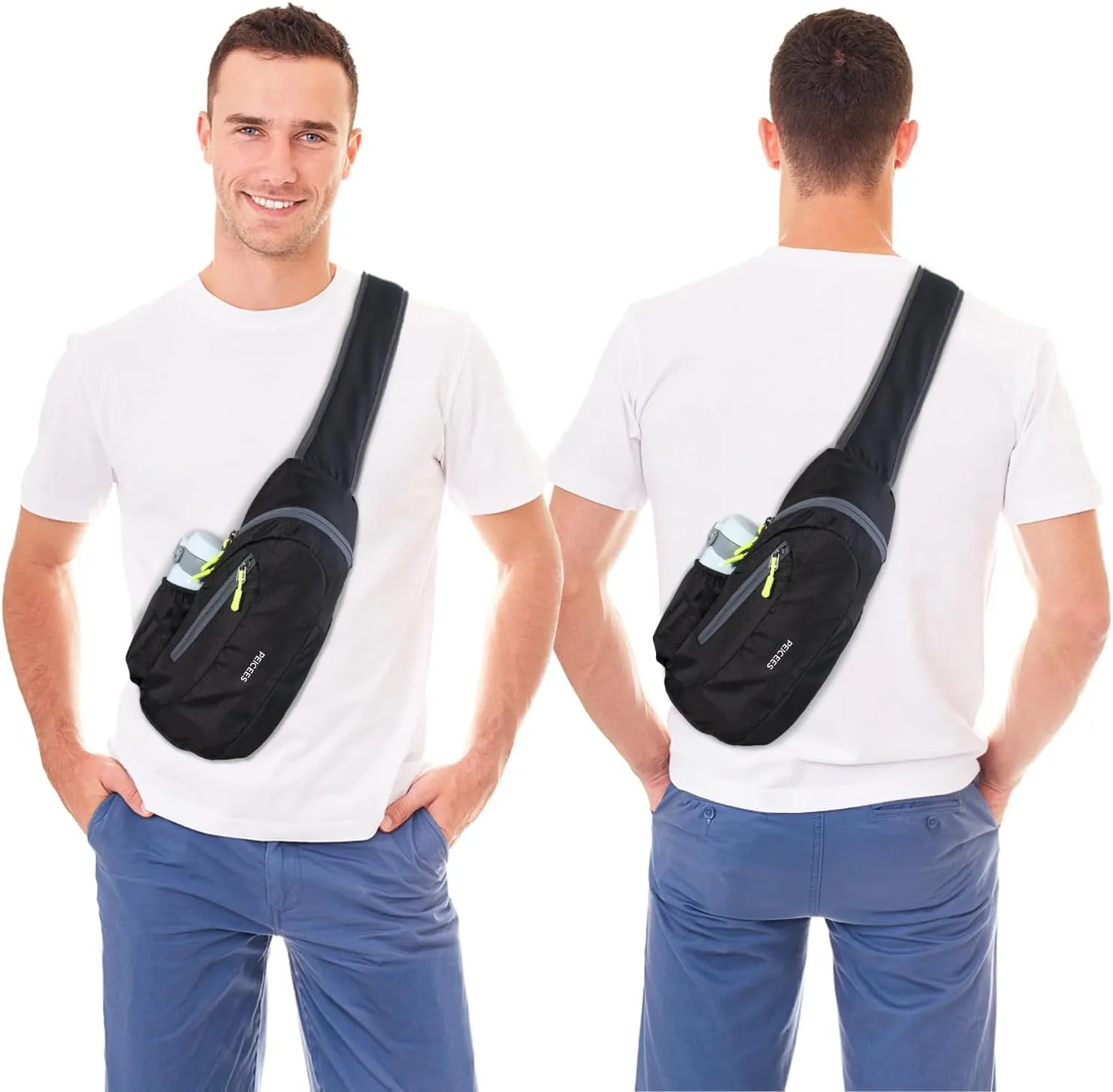 Peicees Small Sling Bag For Men Women Crossbody Man Purse Chest Bag Packable Backpack Waterproof Shoulder Bag Hiking Travel