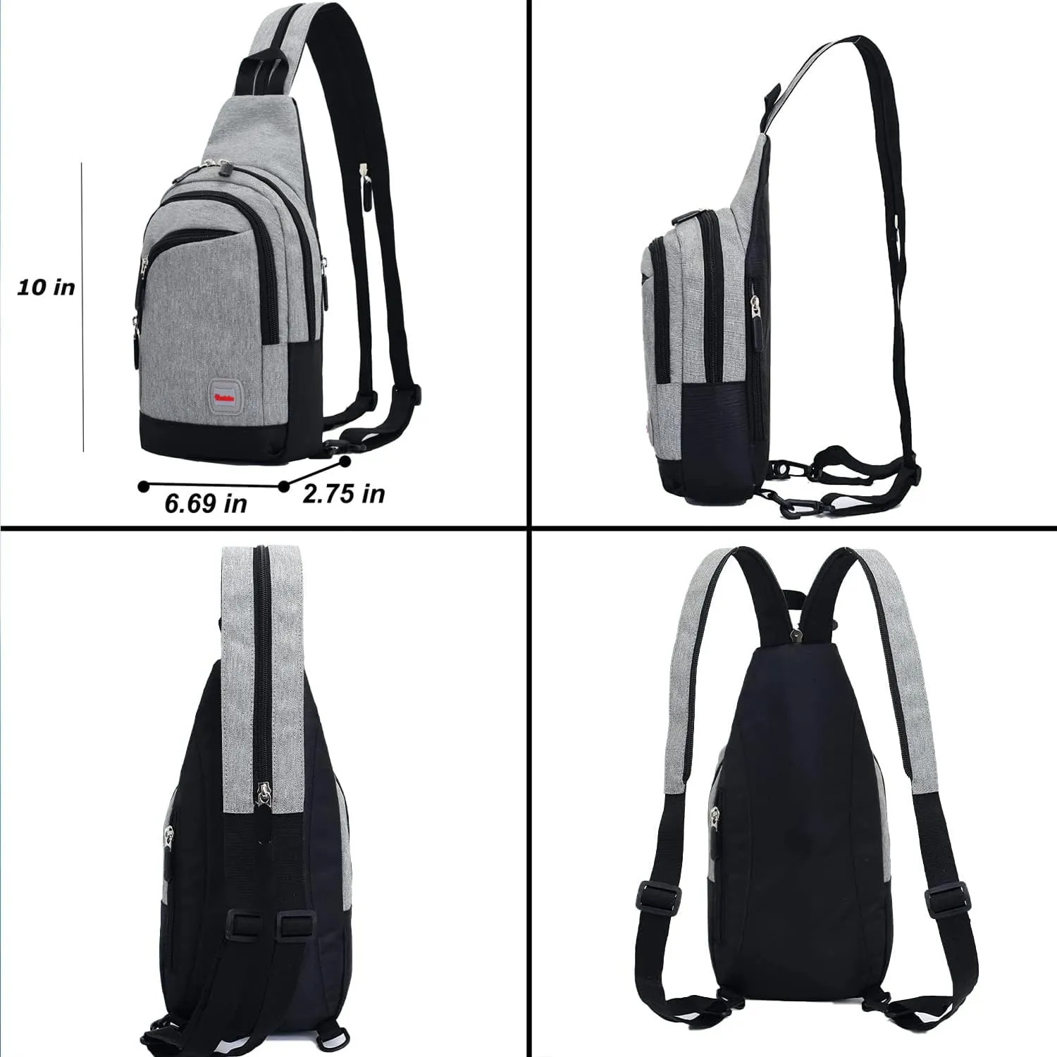 Peicees Small Sling Bag for Women Mens Convertible Crossbody Backpack Shoulder Chest Daypack with Zipper Strap for Hiking