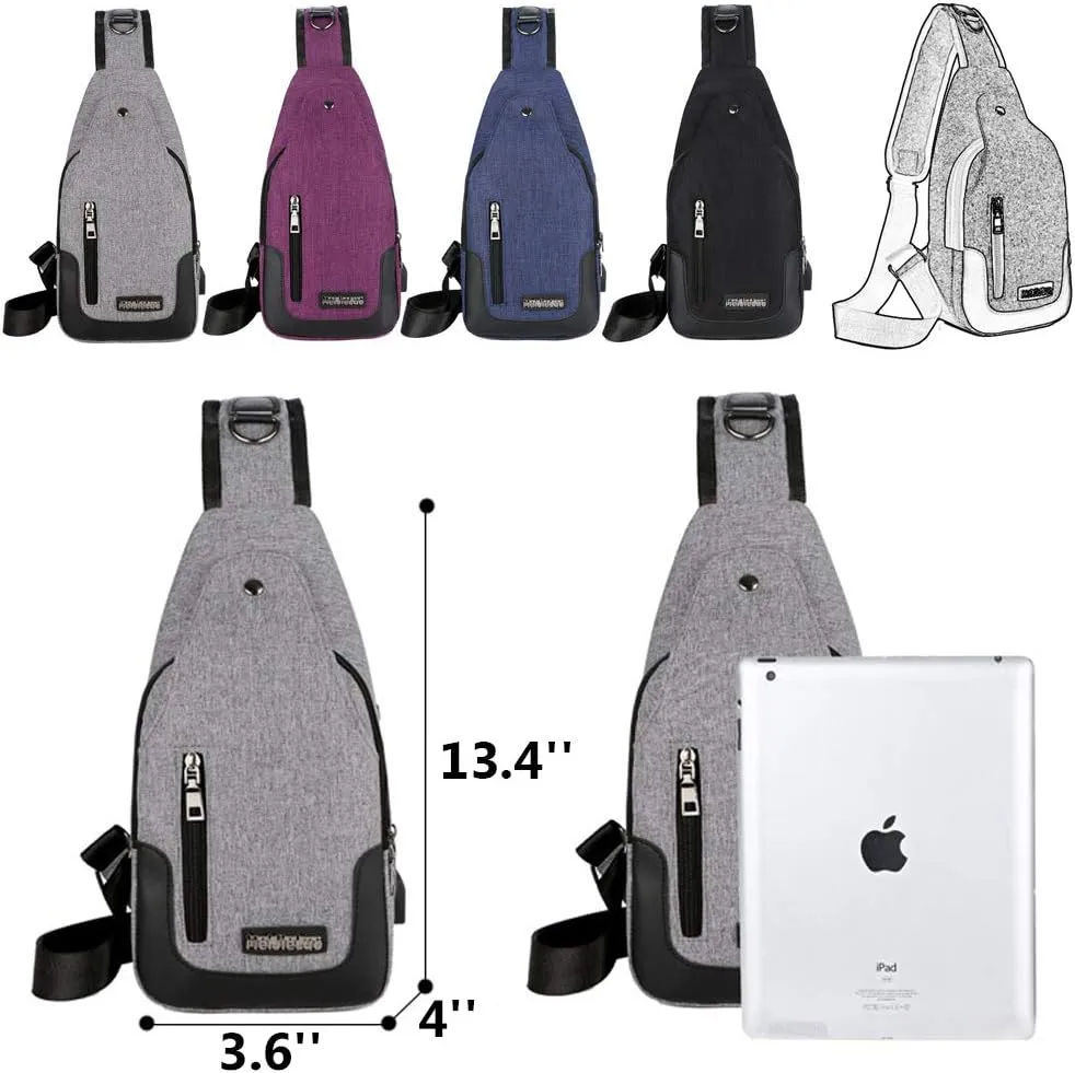 Peicees Travel Gym Bike Sling Bag Shoulder Backpack Daypack w/USB Charging Port