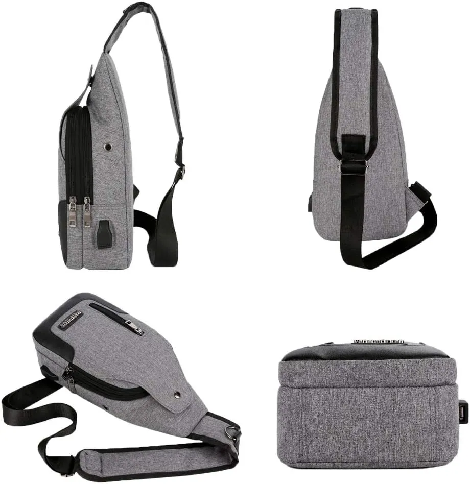 Peicees Travel Gym Bike Sling Bag Shoulder Backpack Daypack w/USB Charging Port