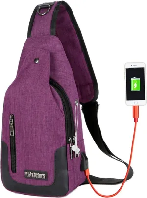 Peicees Travel Gym Bike Sling Bag Shoulder Backpack Daypack w/USB Charging Port