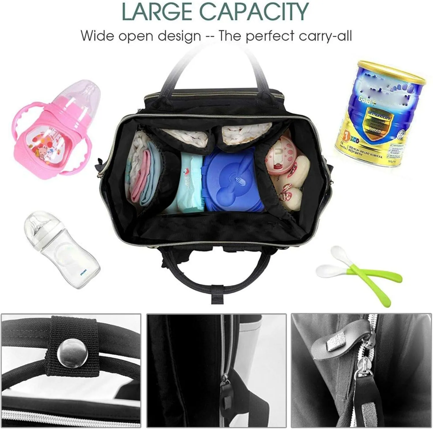 Personalized Name Large Capacity Diaper Bag for Women Men Custom Backpack Customized Fashion Daypack Shoulder Bag for Shopping Travel Camping Work Office