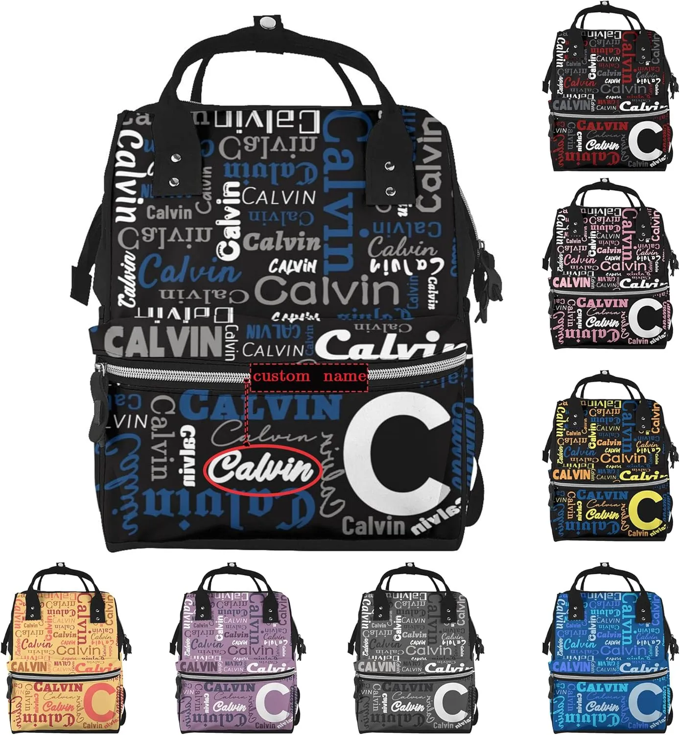 Personalized Name Large Capacity Diaper Bag for Women Men Custom Backpack Customized Fashion Daypack Shoulder Bag for Shopping Travel Camping Work Office