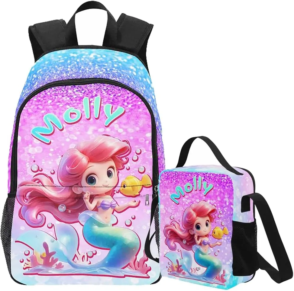 Personalized School Backpack for Boys Girls with Lunch Box Bag,Custom Toddler Backpack for Boys Girls