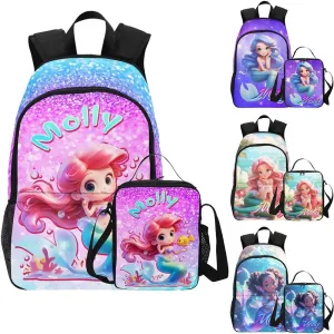 Personalized School Backpack for Boys Girls with Lunch Box Bag,Custom Toddler Backpack for Boys Girls