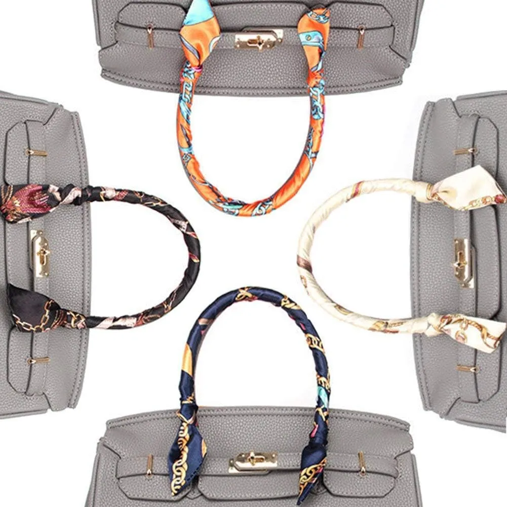Pibupibu 8 Packs Fashion Narrow Handbag Handle Wrap Ribbon Neckerchief Scarf for Women