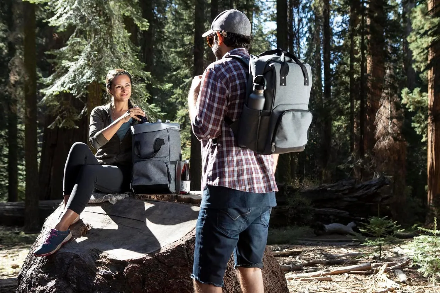 PICNIC TIME NHL OTG Roll-Top Cooler Backpack, Hiking Backpack Cooler, Soft Cooler Bag, (Heathered Gray)