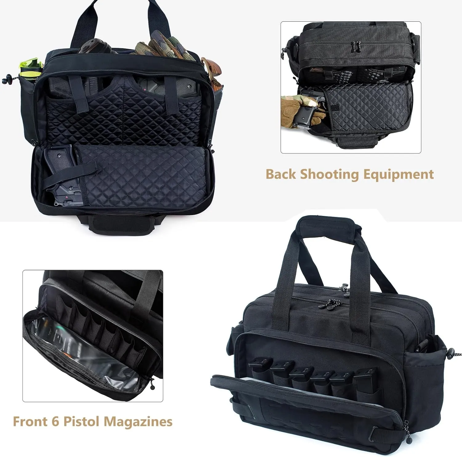 Pistol Shooting Bag - Tactical Handgun Case, Ammo, Gun Carrying Case