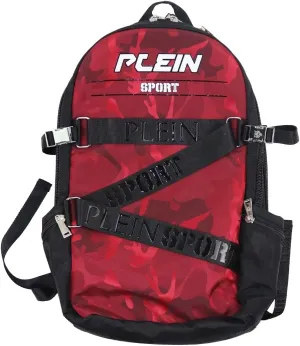 Plein Sport Unisex Military Print Red "ZAINO RUNNER" Backpack Bag