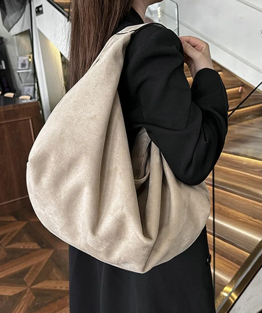 Pocadri Suede Tote Bags for Women Vegan Leather Handbag Work Slouchy Bag Shoulder Hobo Purse Tote Handbag