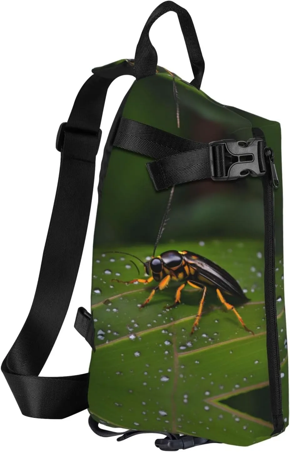 Polyester Fiber Waterproof Waist Bag -Backpack 4 Pocket Compartments Ideal for Outdoor Activities Insects on leaves