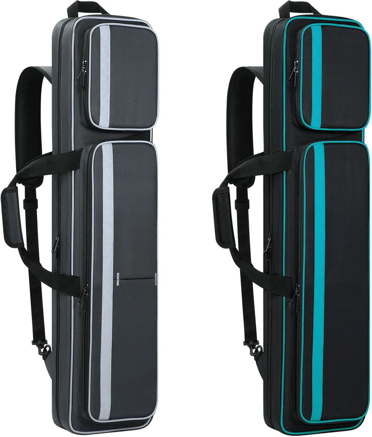 Pool Cue Case 4x5, Pool Cue Carrying Case Soft Padded Billiard Stick Bag with Multi-pocket for 4 Butts and 5 Shafts (1PCS Grey   1PCS Blue)
