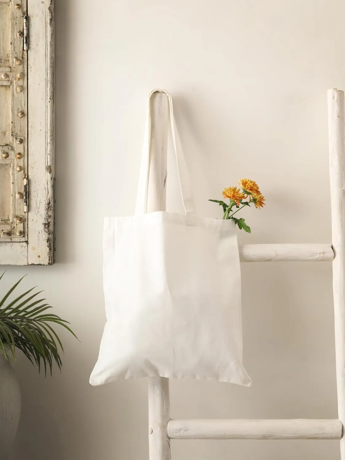 Popular Handicrafts 12 Pack Economical 14"x15" Cotton Tote Bag Lightweight Reusable Grocery Shopping Cloth Bags